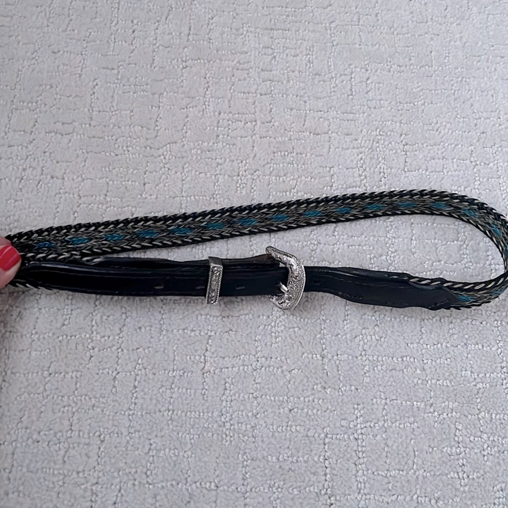 Women’s Horsehair and Leather Belt with Sterling Hardware